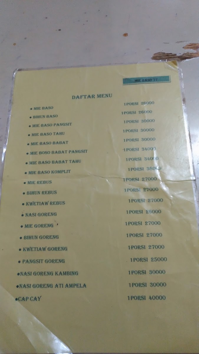 Menu Mie Baso 77-5